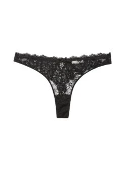 Fleur Du Mal Bianca Lace Thong -Luxury Bra Store BiancaLaceThongBlack Flat