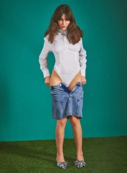 Fleur Du Mal Button Down Bodysuit -Luxury Bra Store Campaign Denim Garter Skirt 014 GA 250212 0120 web 38be807b 2b7c 49c7 95d2 99fe673673ba