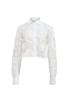 Fleur Du Mal Collette Cropped Shirt 13 Fleur Du Mal Collette Cropped Shirt -Luxury Bra Store ColletteCroppedShirt flat