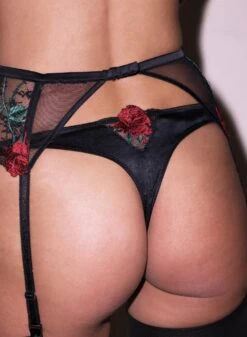 Fleur Du Mal Vampire Rose Embroidery Thong -Luxury Bra Store FDM 040524 21387 2 full