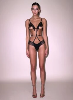 Fleur Du Mal Beaded Fringe Ouvert Bodysuit -Luxury Bra Store FDM 040524 23399 2full