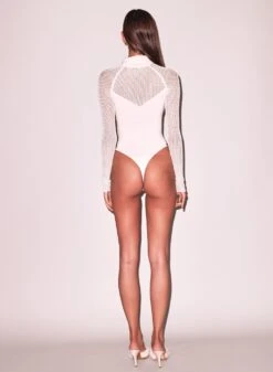 Fleur Du Mal Knit Mesh Collared Bodysuit -Luxury Bra Store FDM 102524 91125 full