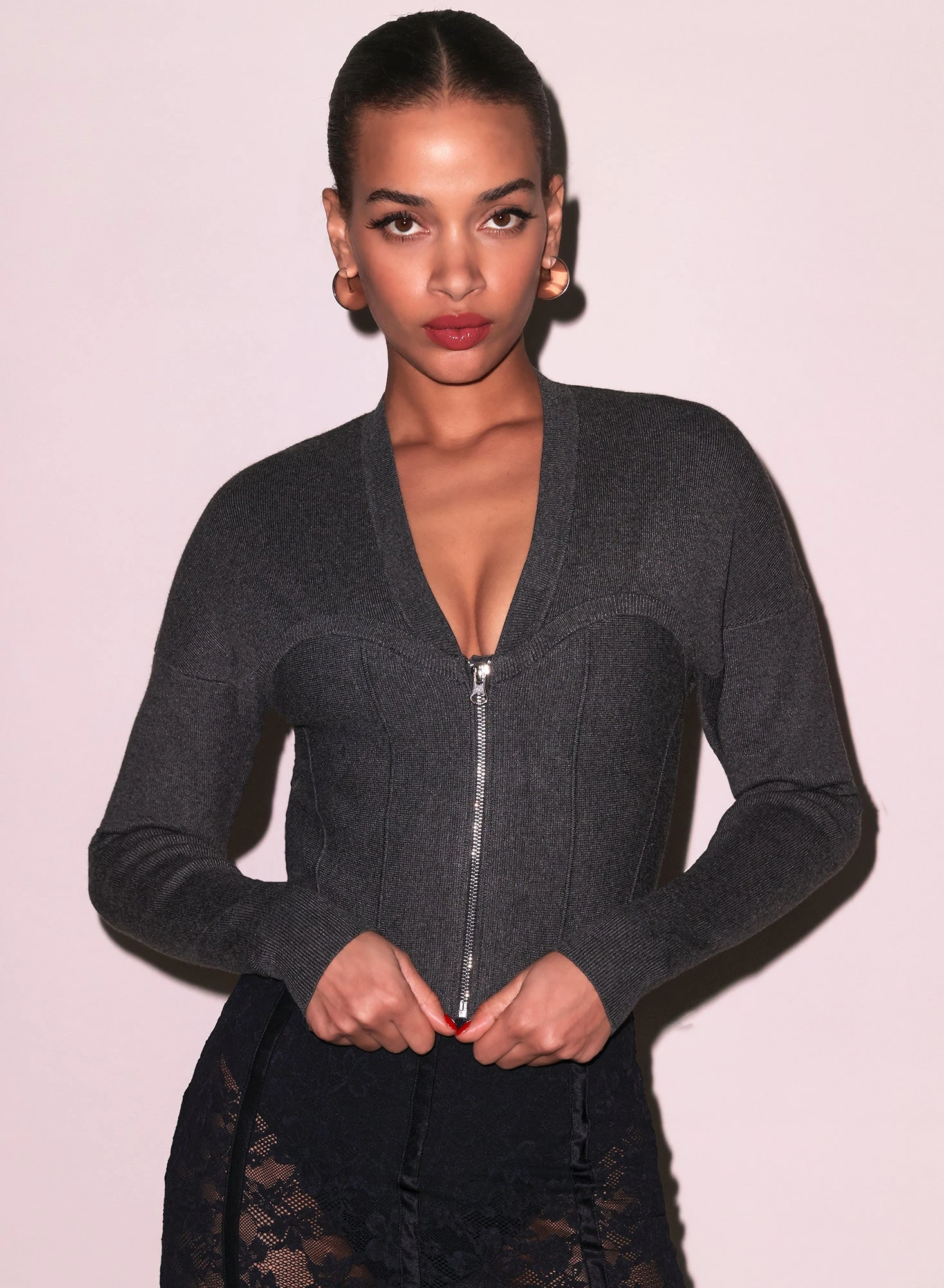 Fleur Du Mal Knit Zip Bustier Cardigan 3 Fleur Du Mal Knit Zip Bustier Cardigan