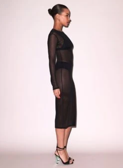 Fleur Du Mal Mesh Long Sleeve Midi Dress -Luxury Bra Store FDM 112124 108938 full