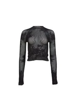 Fleur Du Mal Lace Pointelle Long Sleeve Top 9 Fleur Du Mal Lace Pointelle Long Sleeve Top -Luxury Bra Store LacePointelleBlackTopFlat