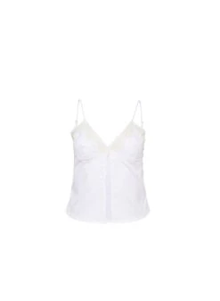 Fleur Du Mal Poplin Cami -Luxury Bra Store LacePoplinCamiWhiteFlat