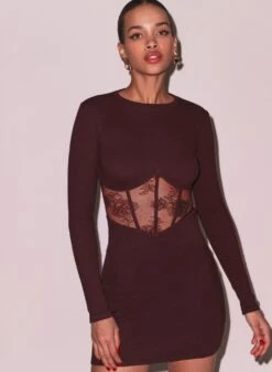 Fleur Du Mal Rib & Bouquet Lace Boned Dress