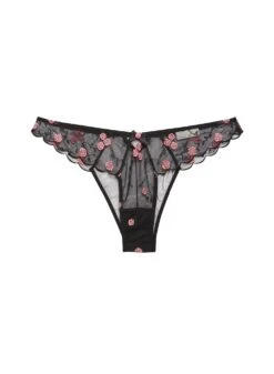 Fleur Du Mal Rose & Vine Embroidery Cheeky -Luxury Bra Store Rose VineCheekyBlack flat