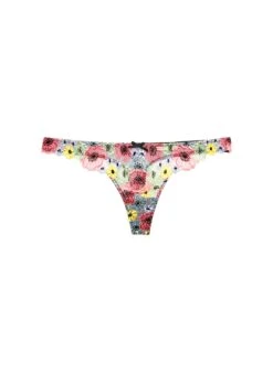 Fleur Du Mal Azalea Embroidery Thong -Luxury Bra Store azaleathongflat