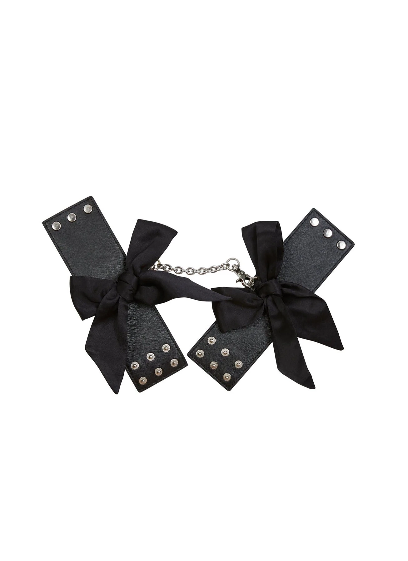 Fleur Du Mal Leather Cuffs With Silk Bows